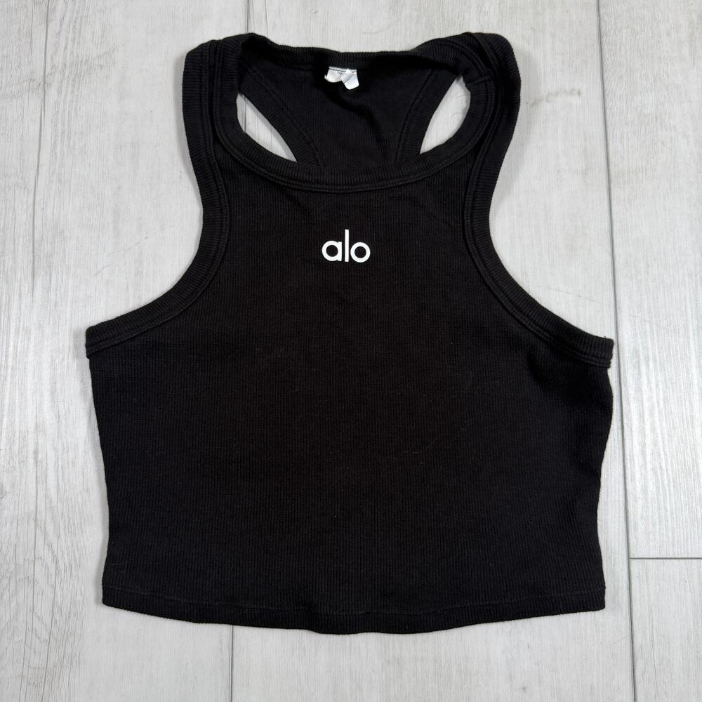 ALO Yoga Aspire Black Tank Top Women's XXS/XS Cropped Top Workout